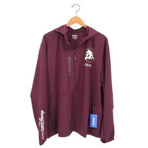 NWT 2026 Club Run Disney Brooks Burgundy Hooded Full Zip Canopy Jacket XXL